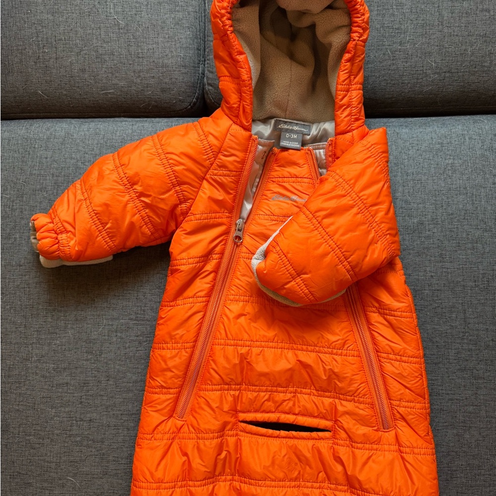 Eddie Bauer Orange Quilted Infant Snowsuit